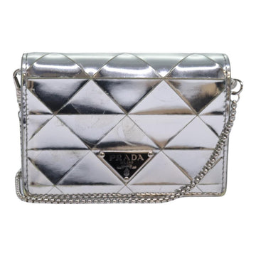 Prada Silver Leather Clutch Bag