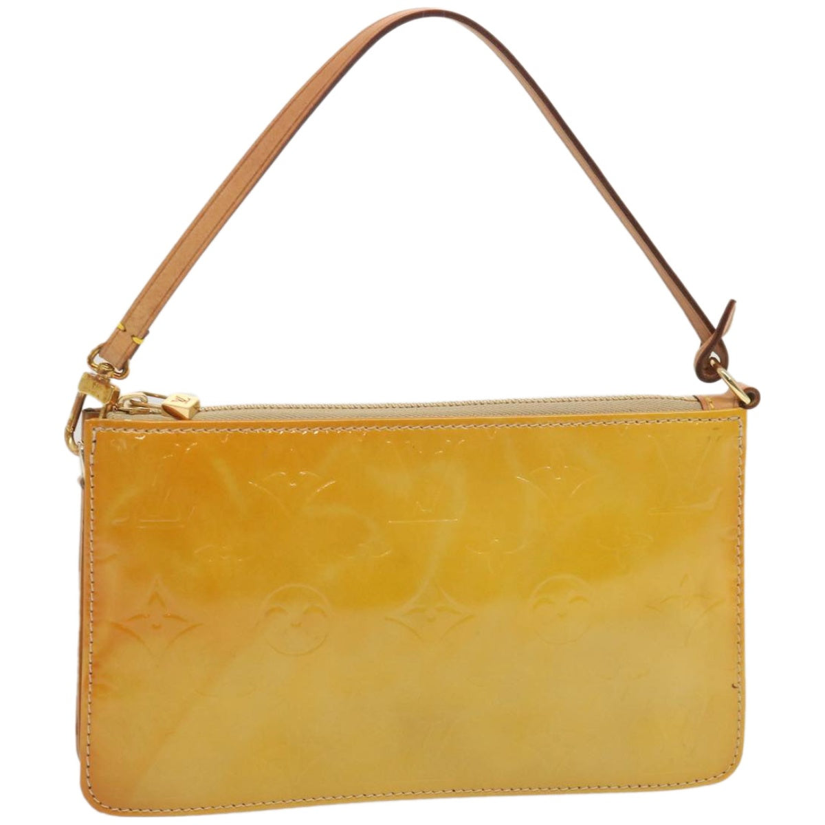 Louis Vuitton Pochette Accessoire Yellow Patent Leather Handbag 