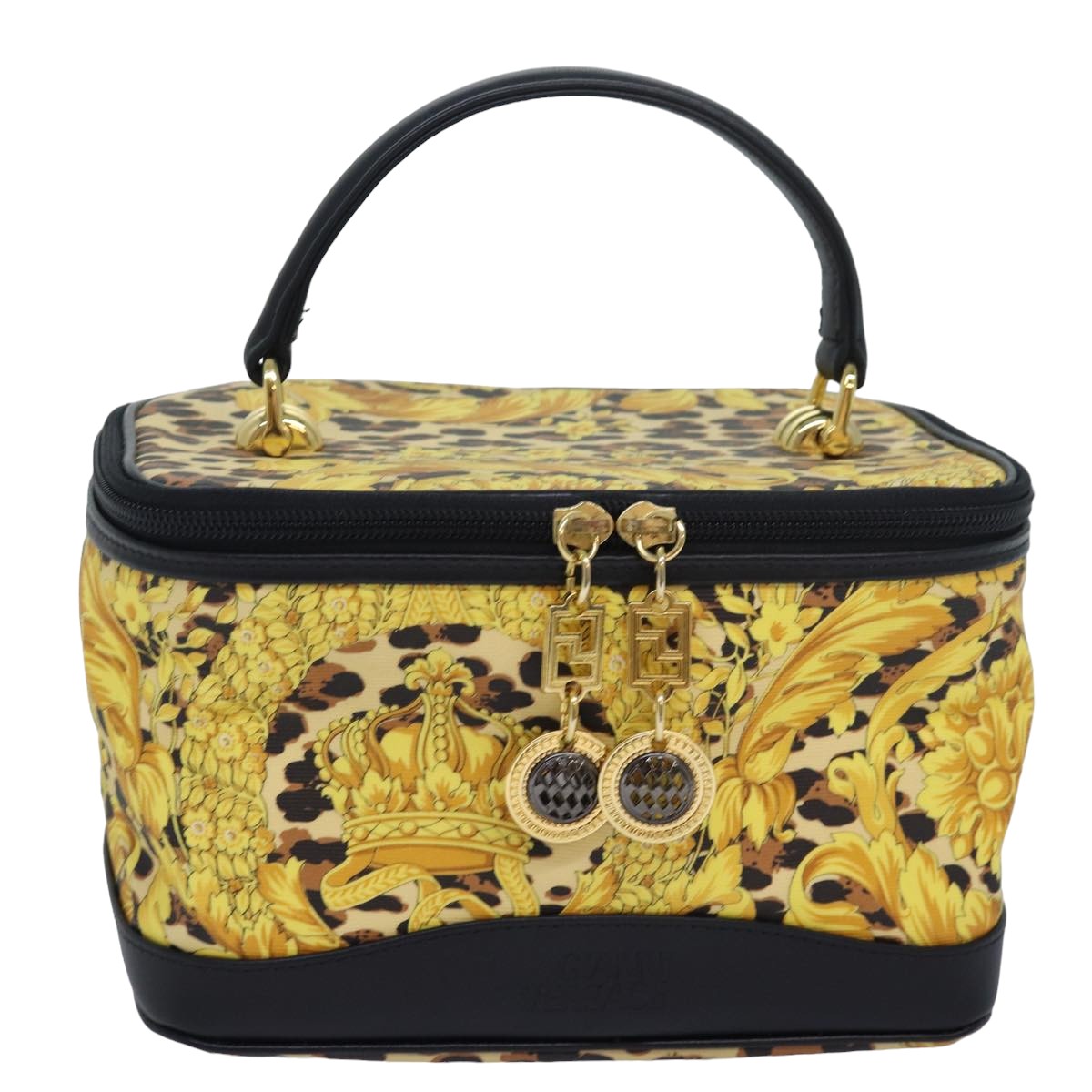 Versace Vanity Yellow Canvas Handbag 