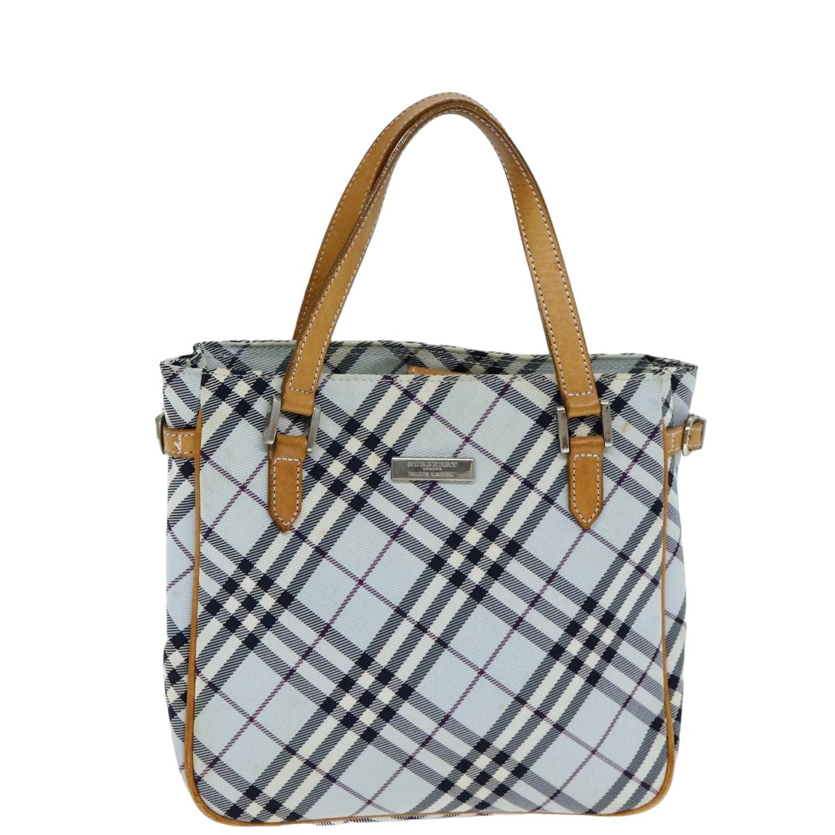 Burberry Nova Check Blue Canvas Handbag 