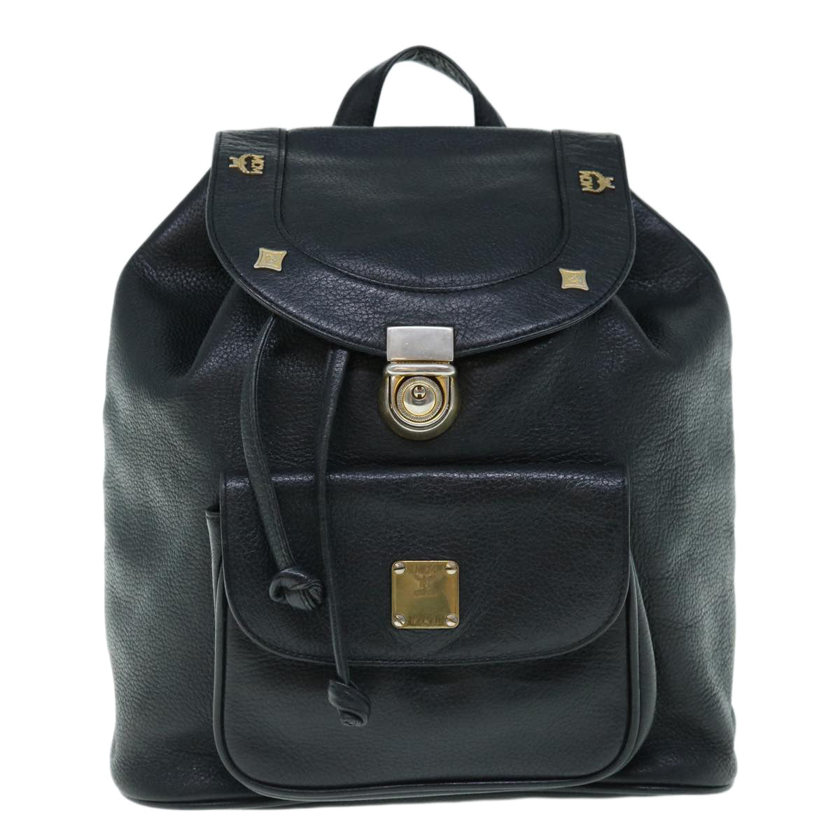 MCM Black Leather Backpack Bag