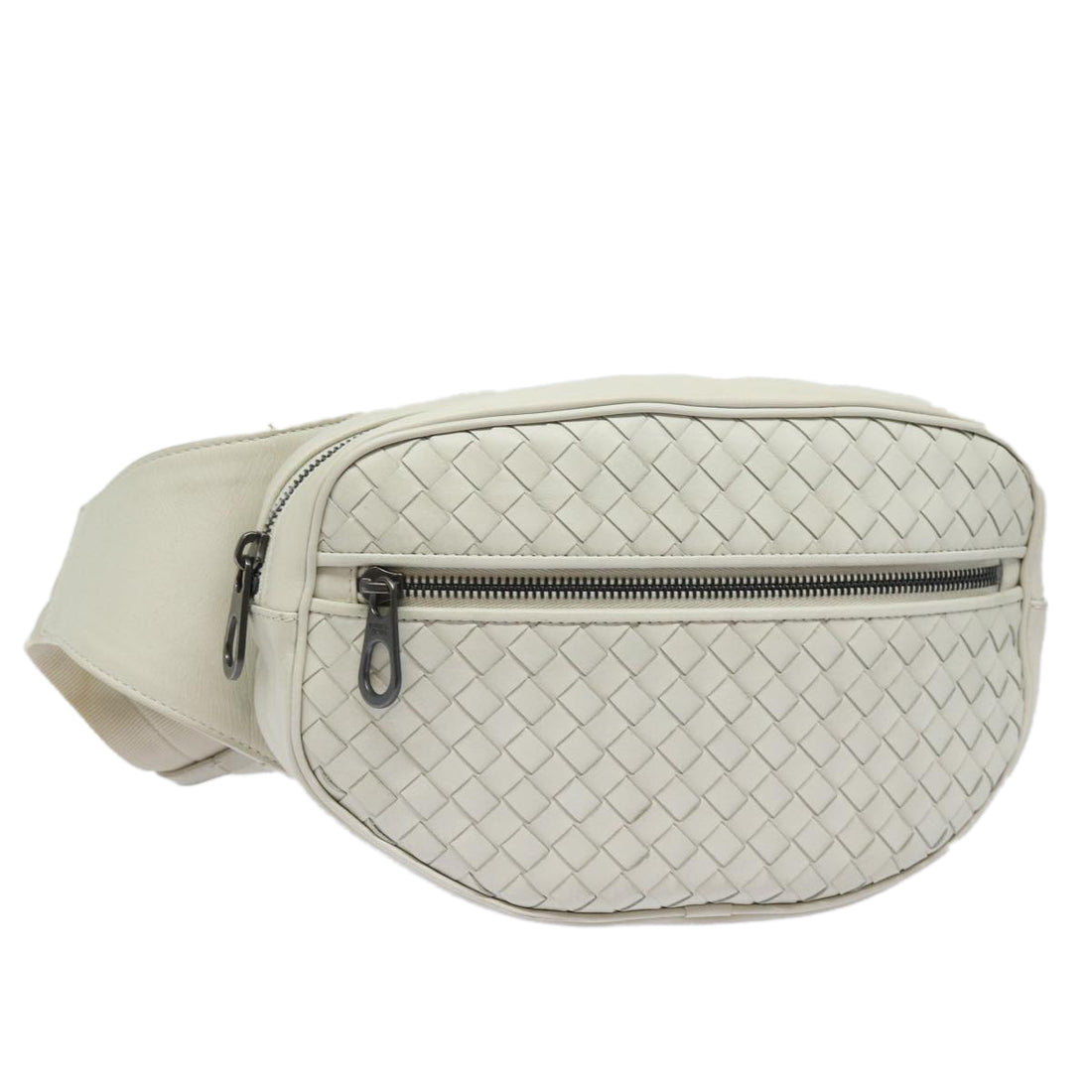 Bottega Veneta Intrecciato White Leather Shoulder Bag