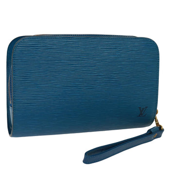 Louis Vuitton Pochette Blue Leather Clutch Bag