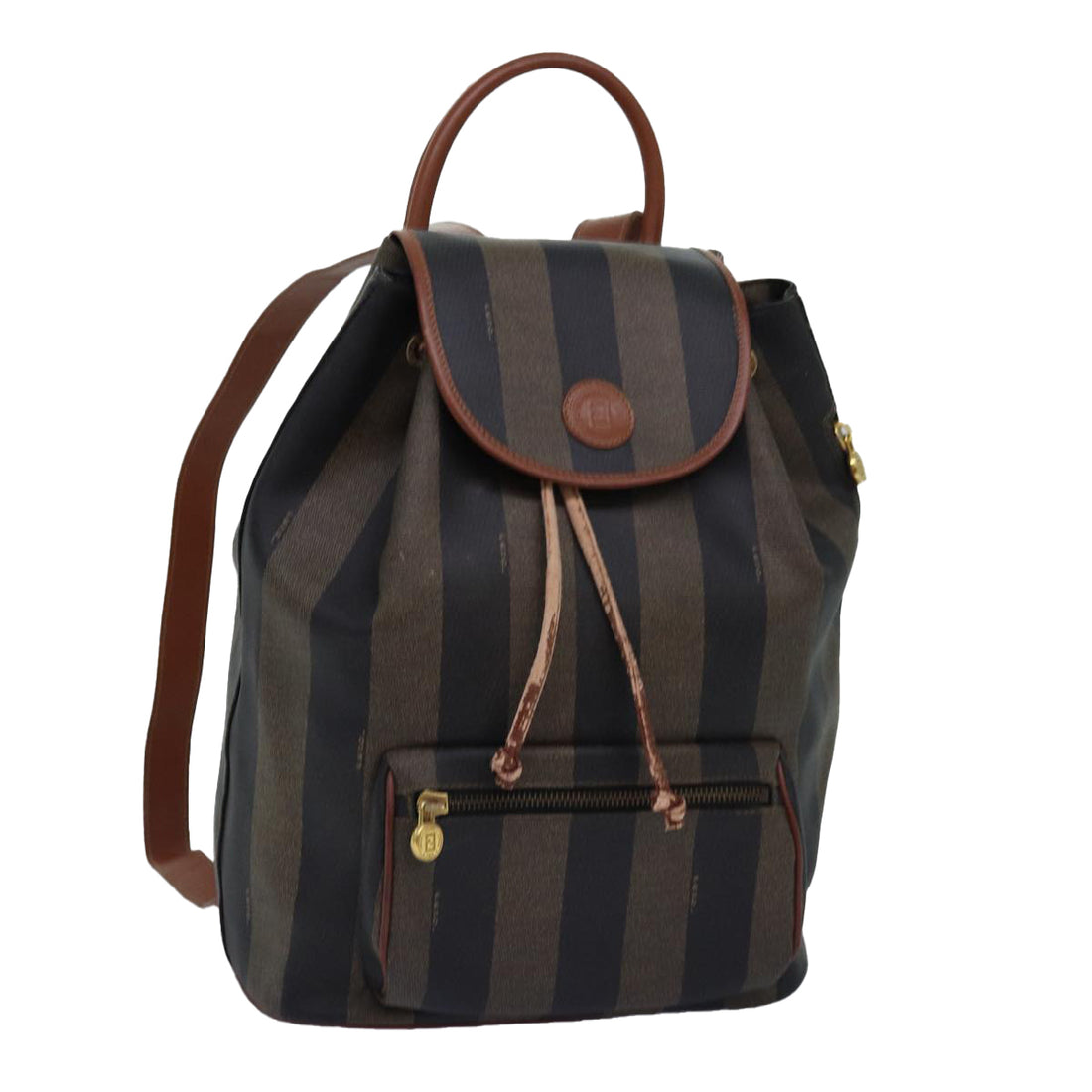 Fendi Pequin Brown Canvas Backpack Bag