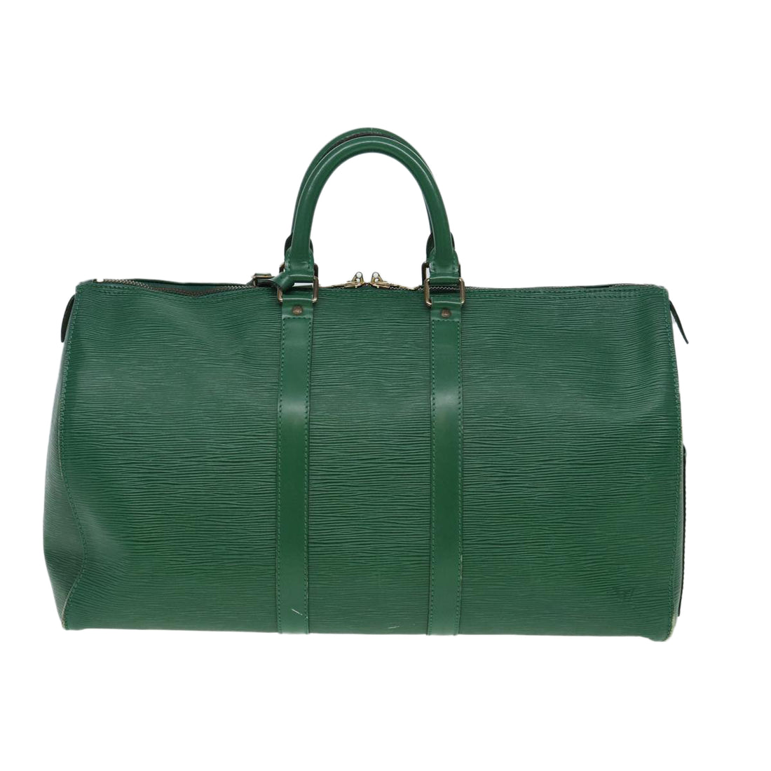 Louis Vuitton Keepall 45 Green Leather Travel Bag