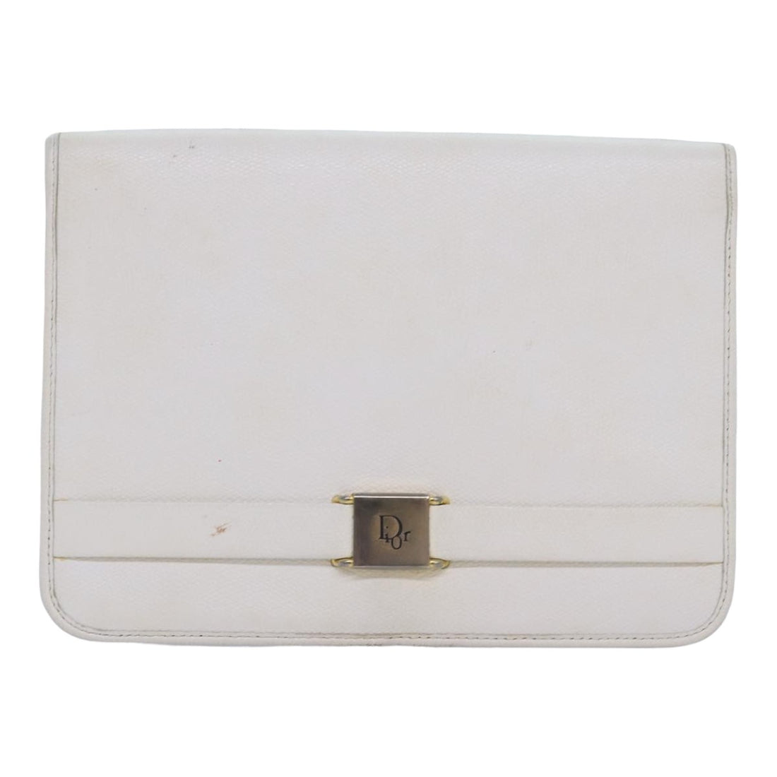 Dior White Leather Clutch Bag