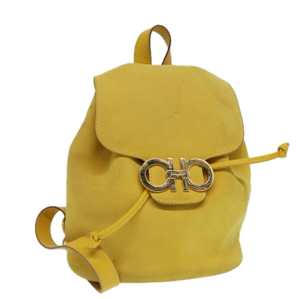 Salvatore Ferragamo Gancini Yellow Suede Backpack Bag