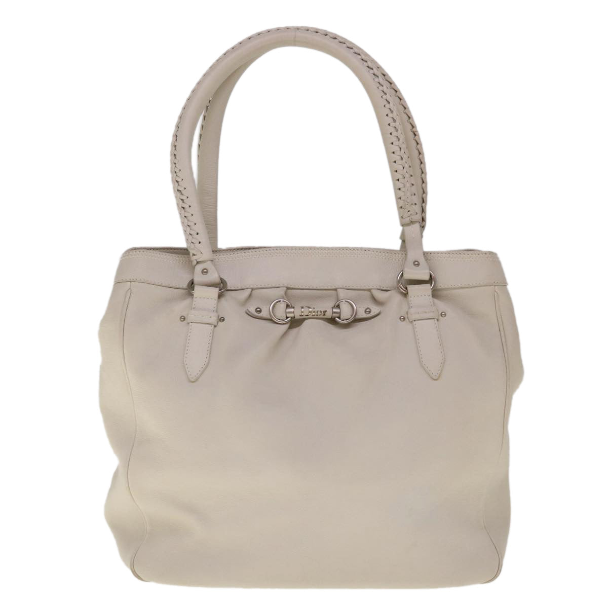 Dior White Leather Tote Bag