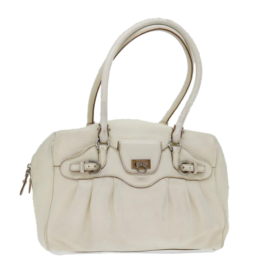 Salvatore Ferragamo Gancio White Leather Shoulder Bag