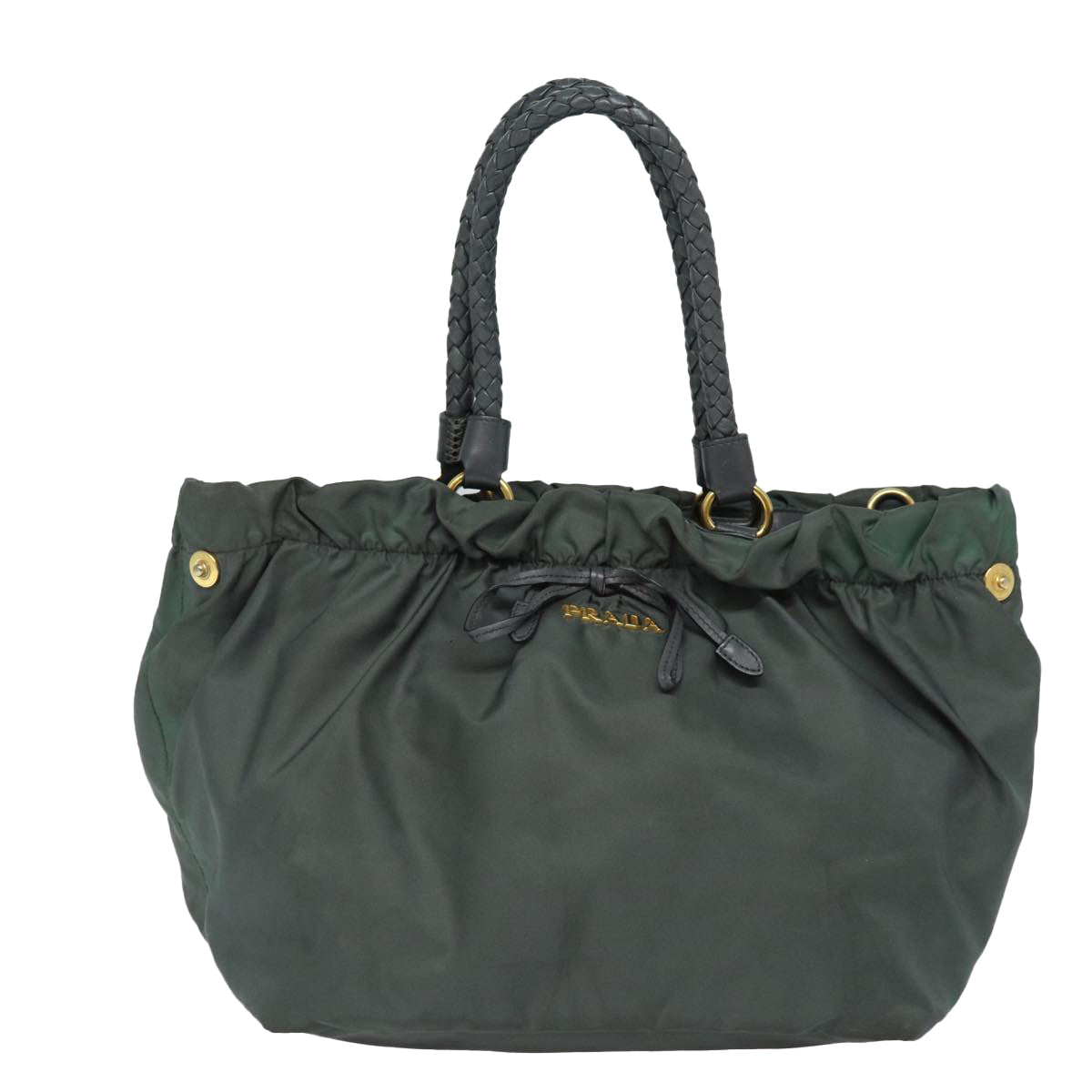 Prada Tessuto Khaki Synthetic Handbag 