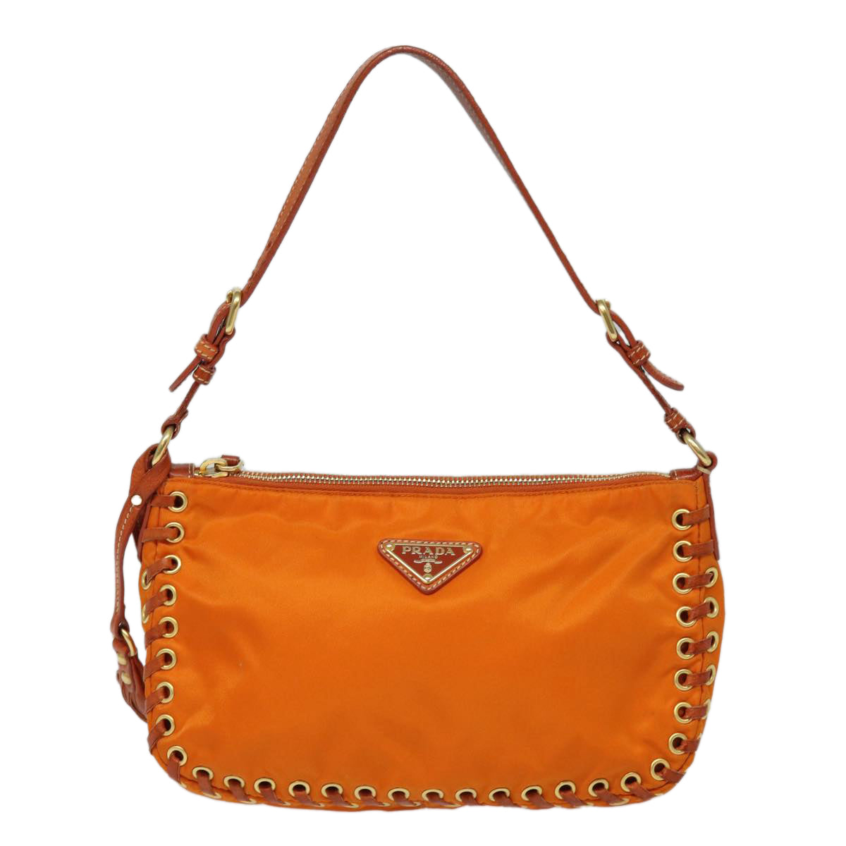 Prada Orange Synthetic Clutch Bag