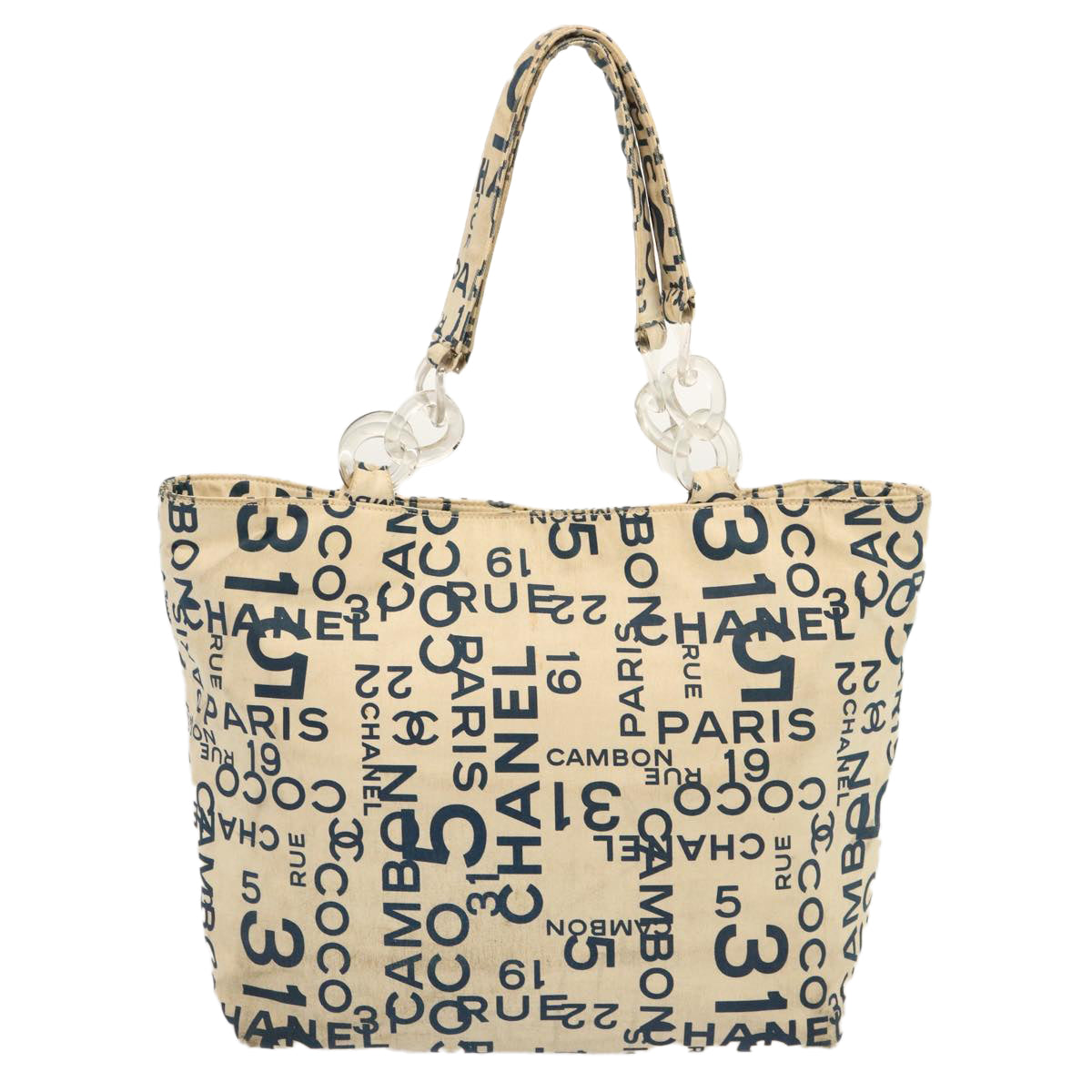 Chanel Shopping Beige Canvas Tote Bag