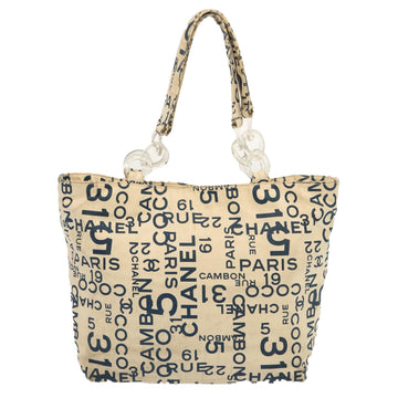 Chanel Shopping Beige Canvas Tote Bag