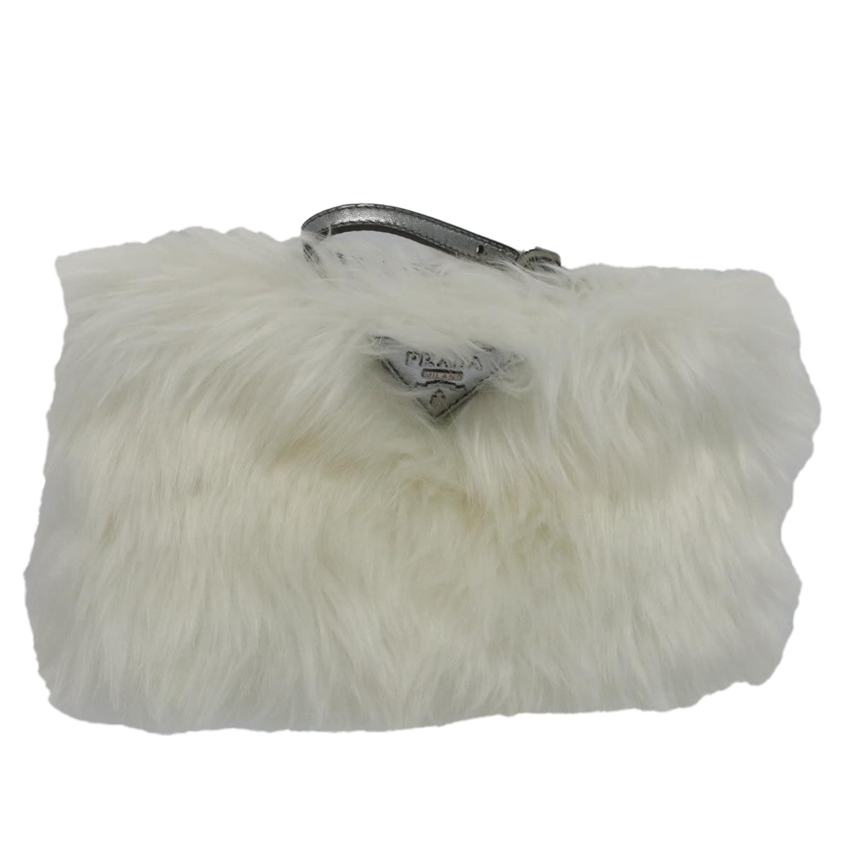 Prada White Fur Clutch Bag