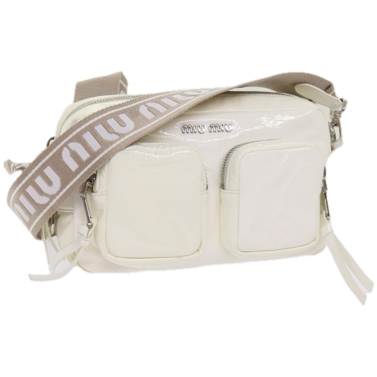 Miu Miu White Patent Leather Shoulder Bag