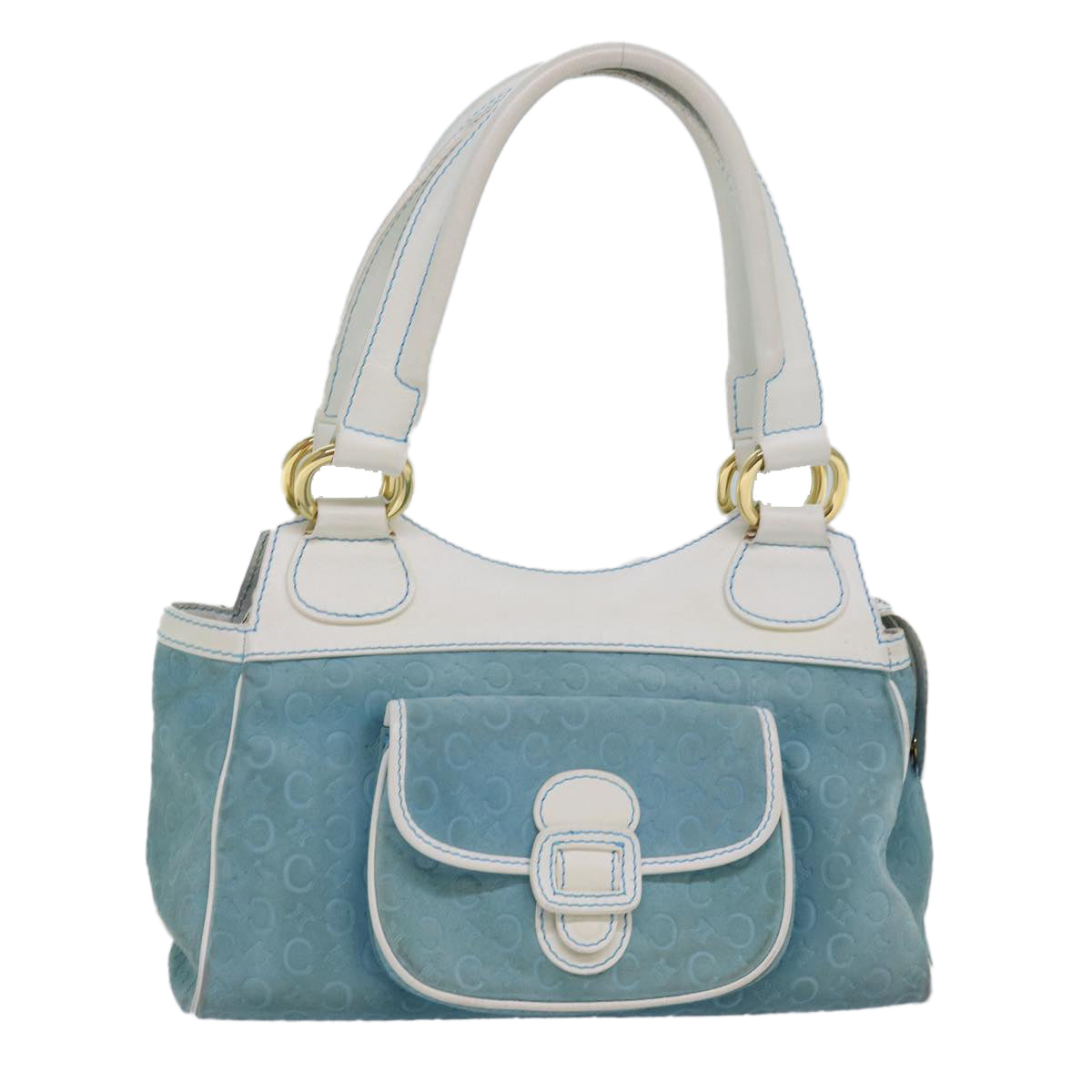 Céline Macadam Blue Suede Handbag 