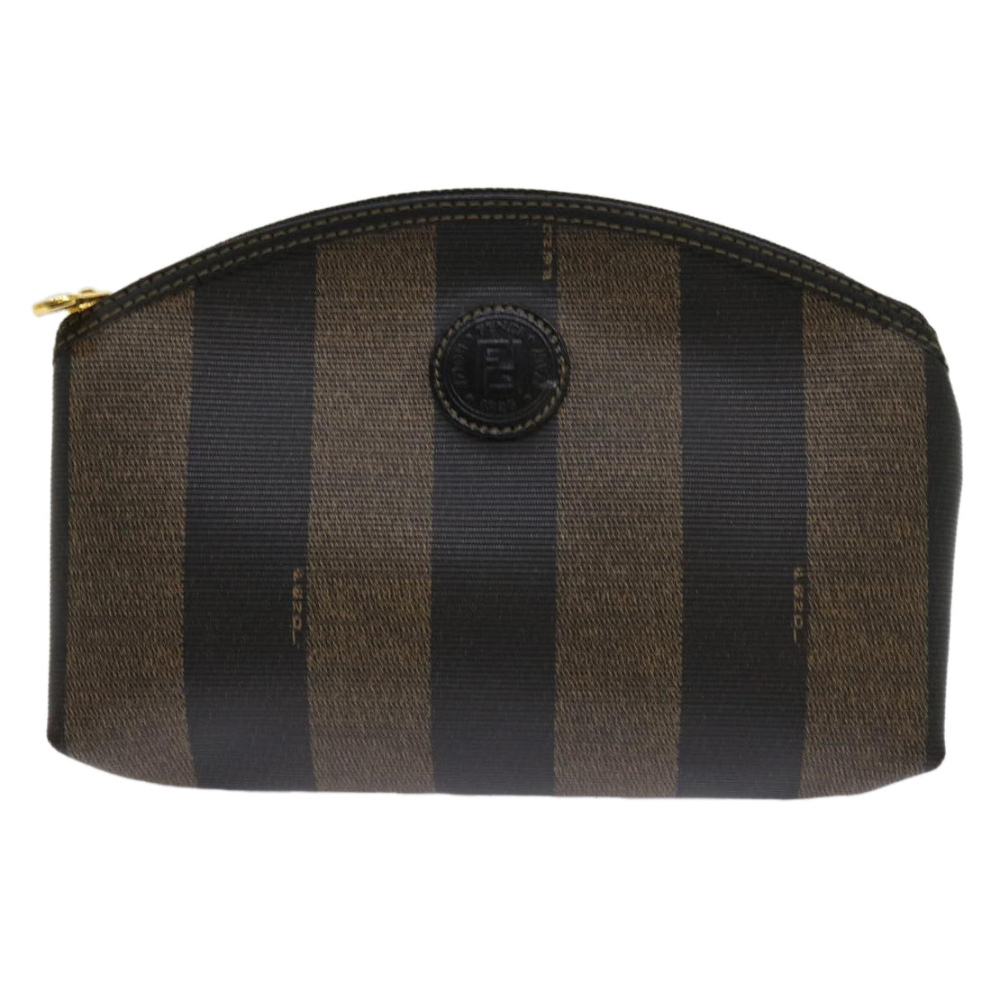 Fendi Pequin Brown Canvas Clutch Bag