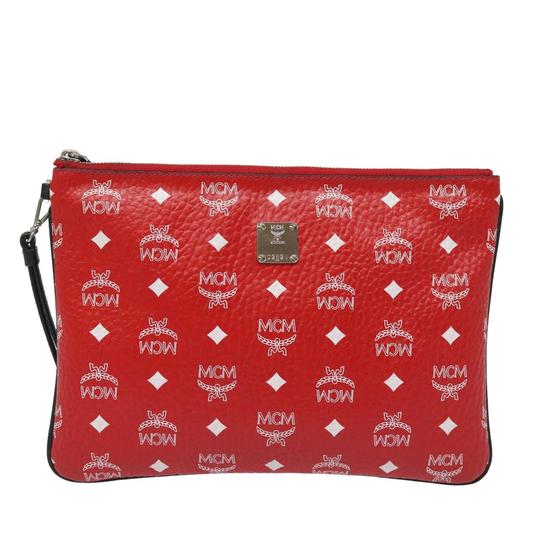 MCM Visetos Red Canvas Clutch Bag