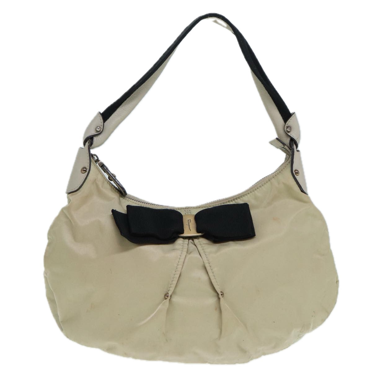 Salvatore Ferragamo Gancini Beige Synthetic Handbag 