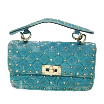 Valentino Garavani Rockstud Blue Velvet Shoulder Bag