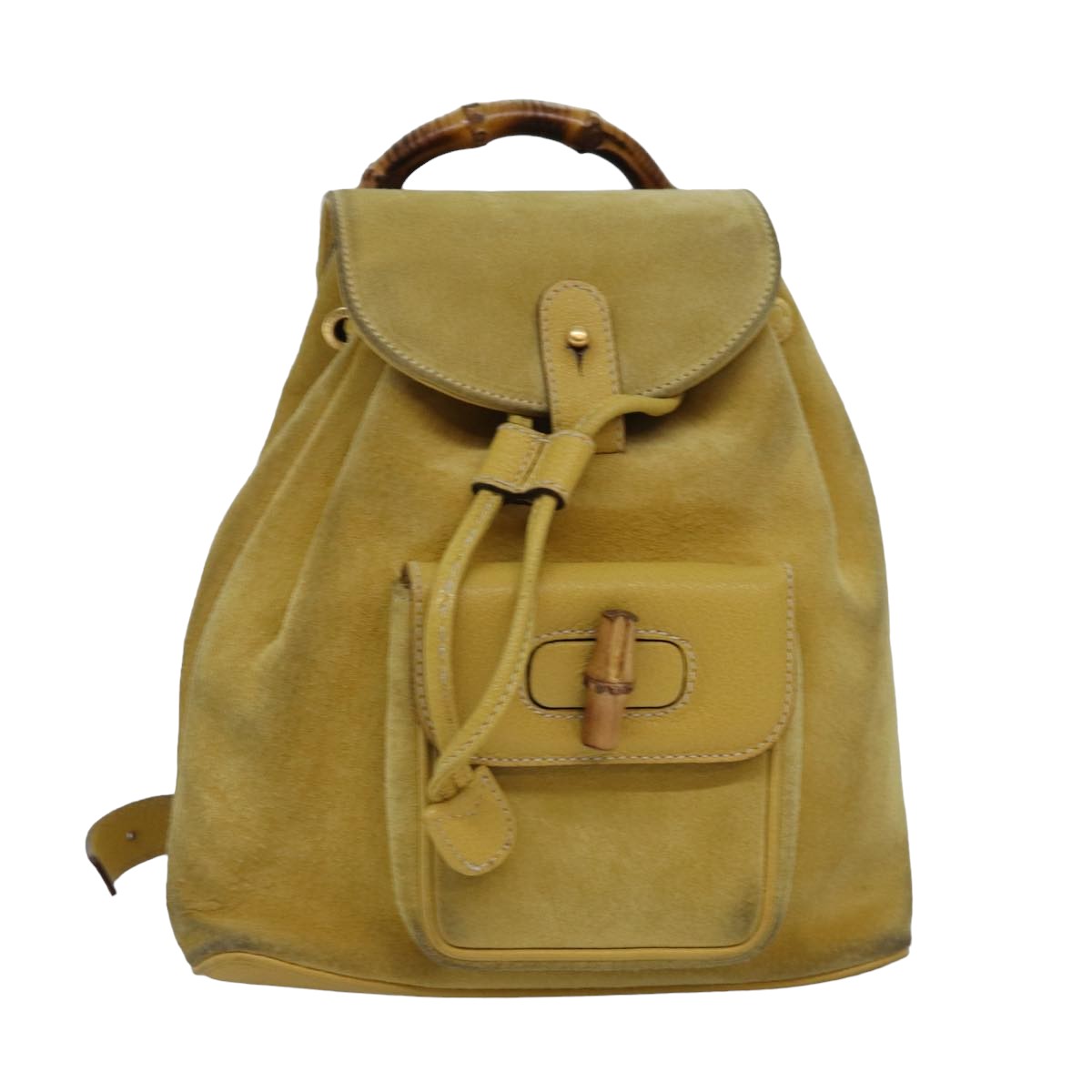 Gucci Bamboo Yellow Suede Backpack Bag