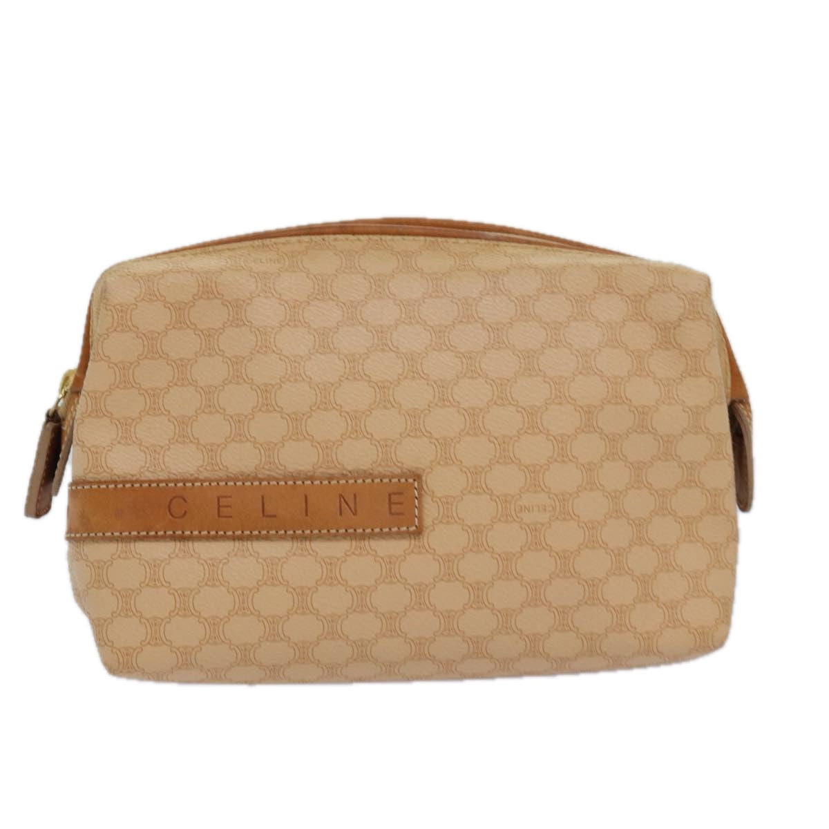 Céline Macadam Beige Leather Clutch Bag