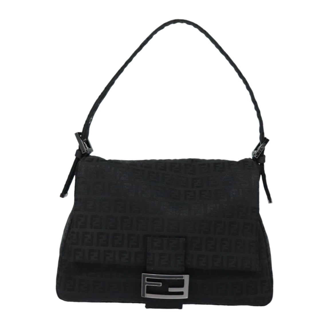 Fendi Mamma Baguette Black Canvas Shoulder Bag