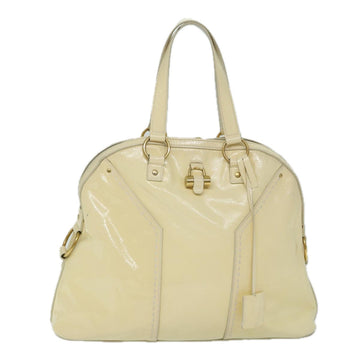 Yves Saint Laurent Muse Ecru Patent Leather Handbag 