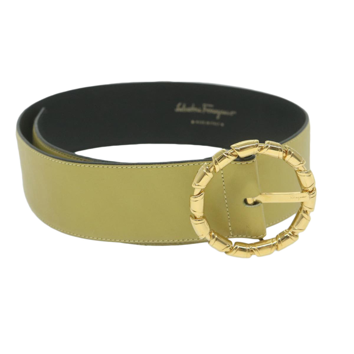 Salvatore Ferragamo Yellow Leather Belt 