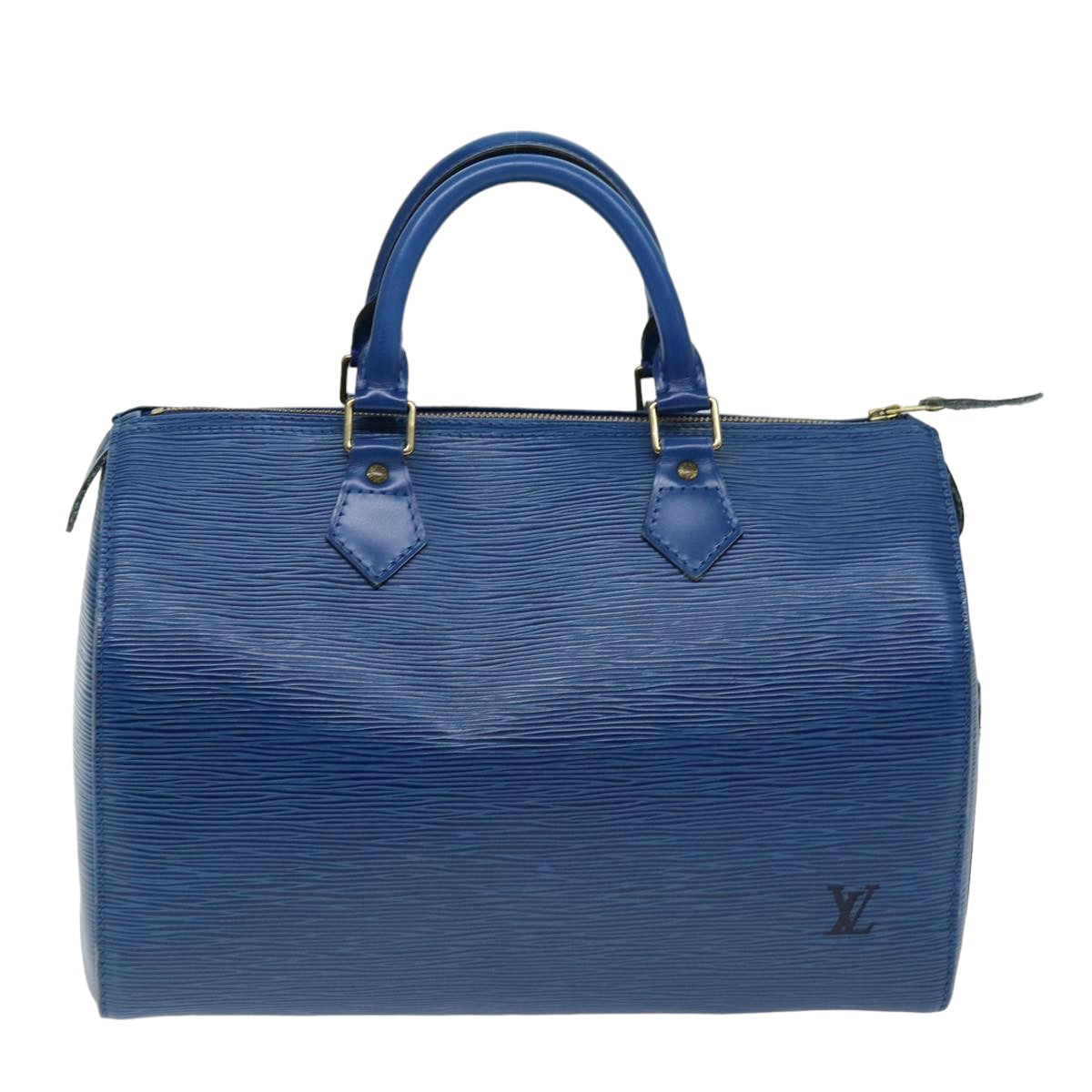 Louis Vuitton Speedy Blue Leather Handbag 