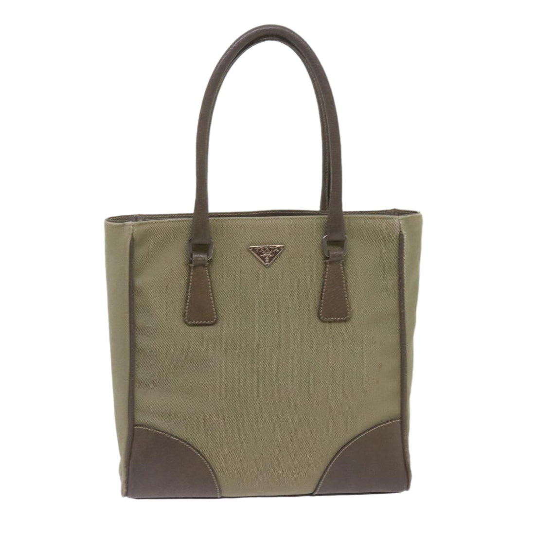 Prada Saffiano Khaki Canvas Handbag 