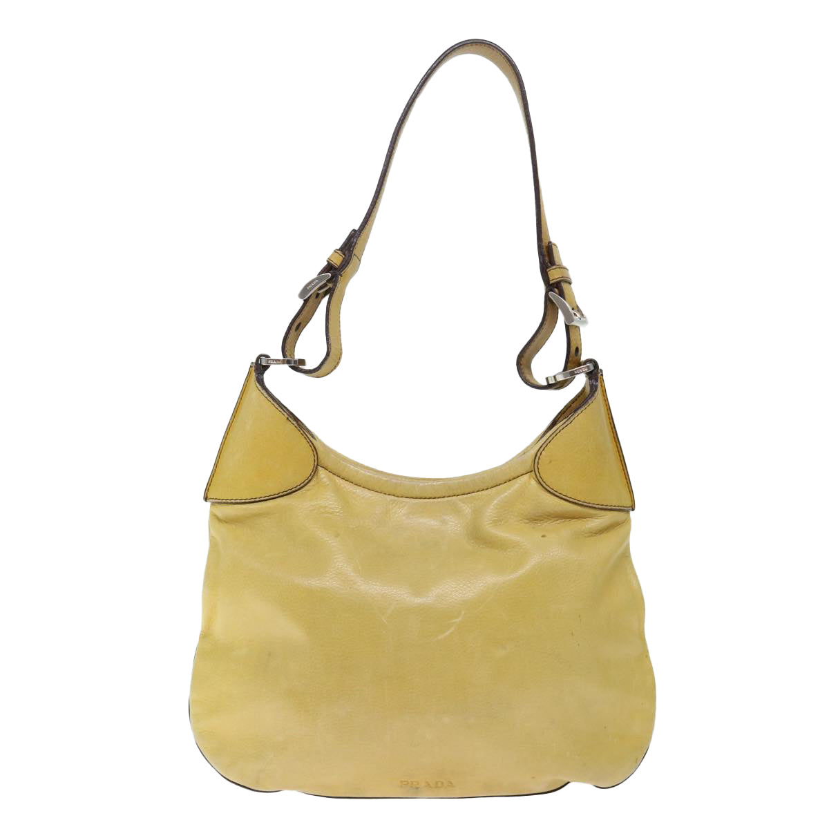 Prada Hobo Yellow Leather Shoulder Bag