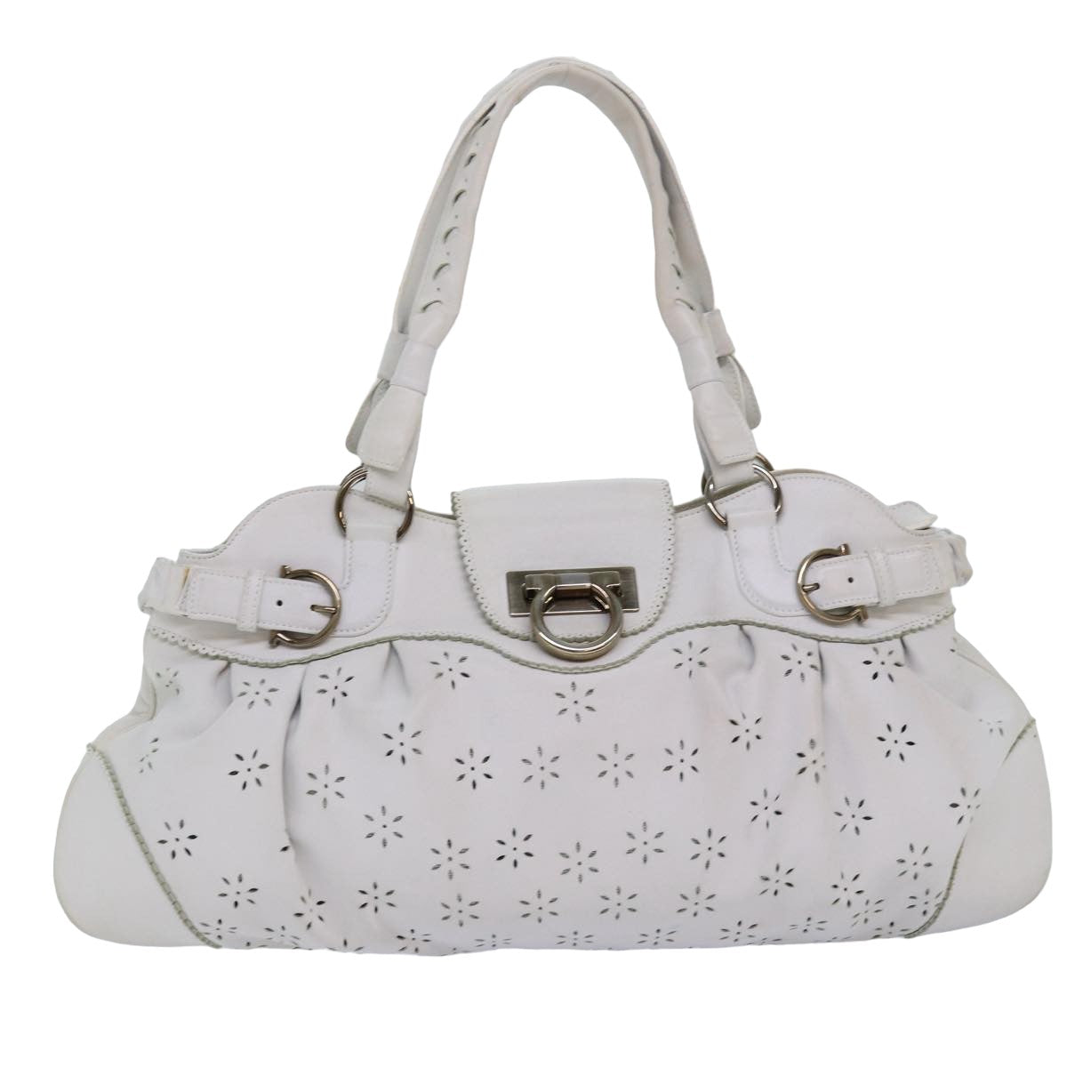 Salvatore Ferragamo Marisa White Leather Handbag 