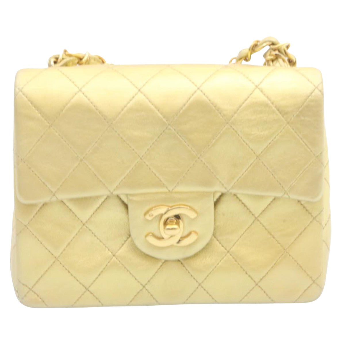 Chanel Name tag Gold Leather Shoulder Bag