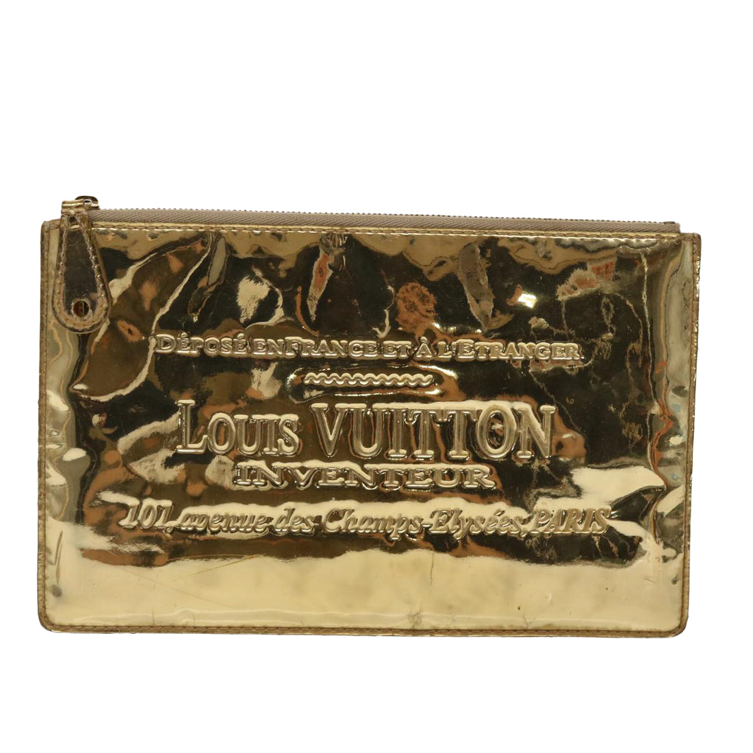 Louis Vuitton Pochette accessoires Gold Patent Leather Clutch Bag