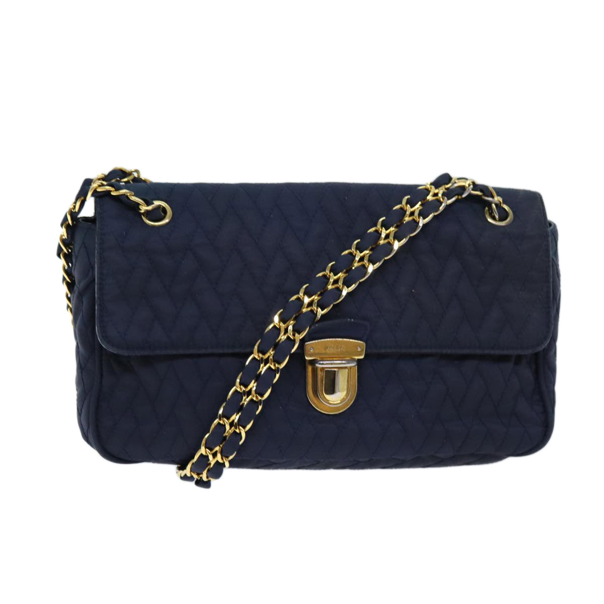 Prada Tessuto Navy Canvas Shoulder Bag