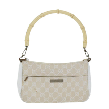 Gucci Bamboo White Canvas Handbag 