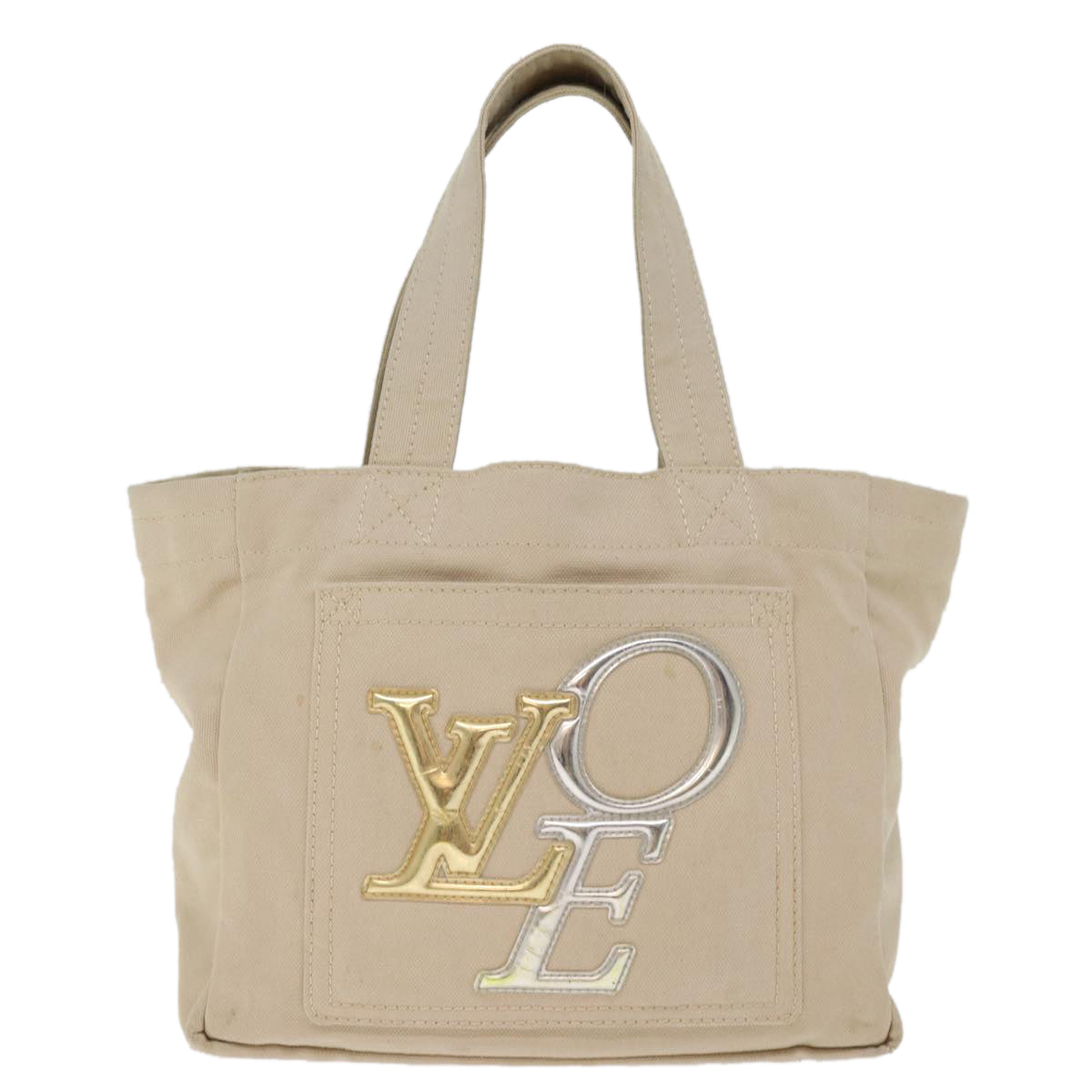 Louis Vuitton Love Tote Beige Canvas Handbag 