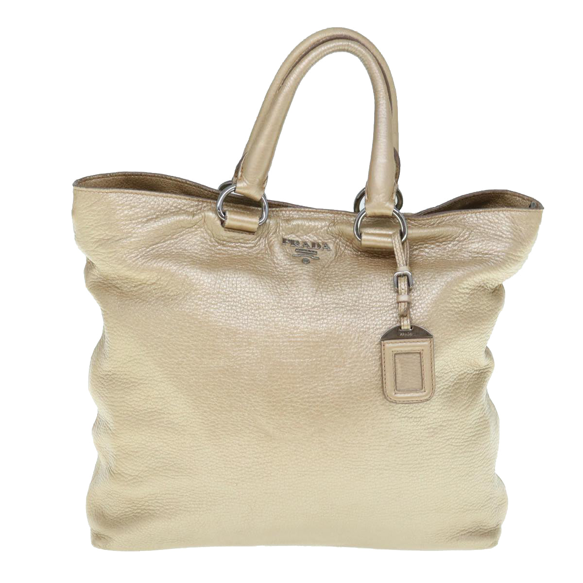 Prada Vitello Gold Leather Handbag 