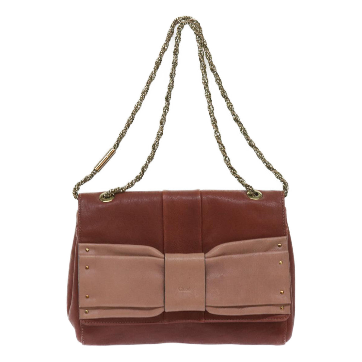 Chloé Bow Brown Leather Shoulder Bag