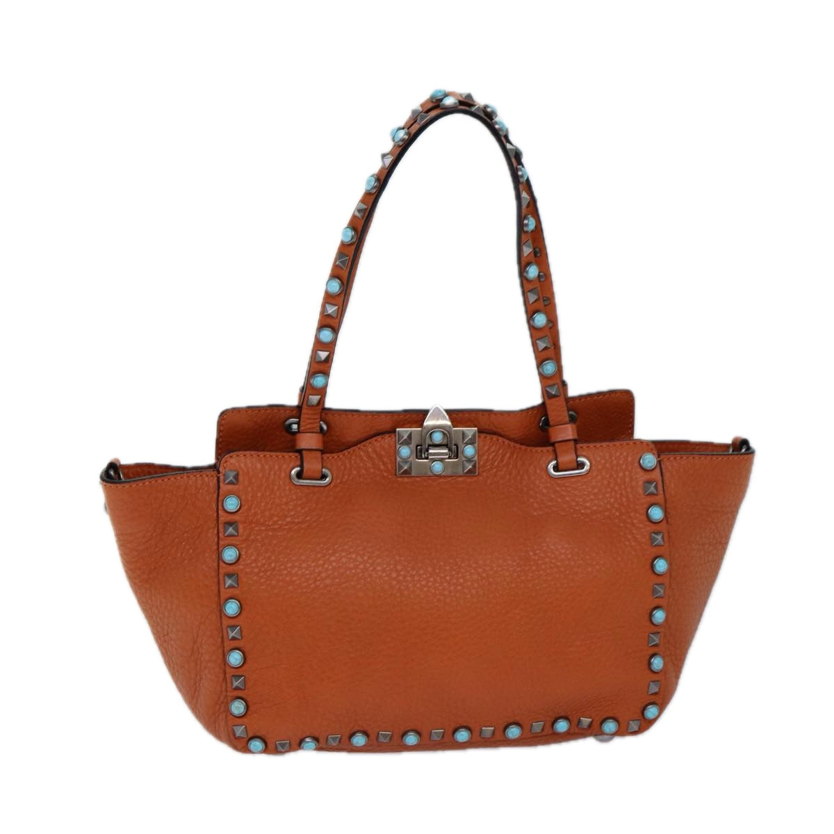 Valentino Garavani Rockstud Orange Leather Tote Bag