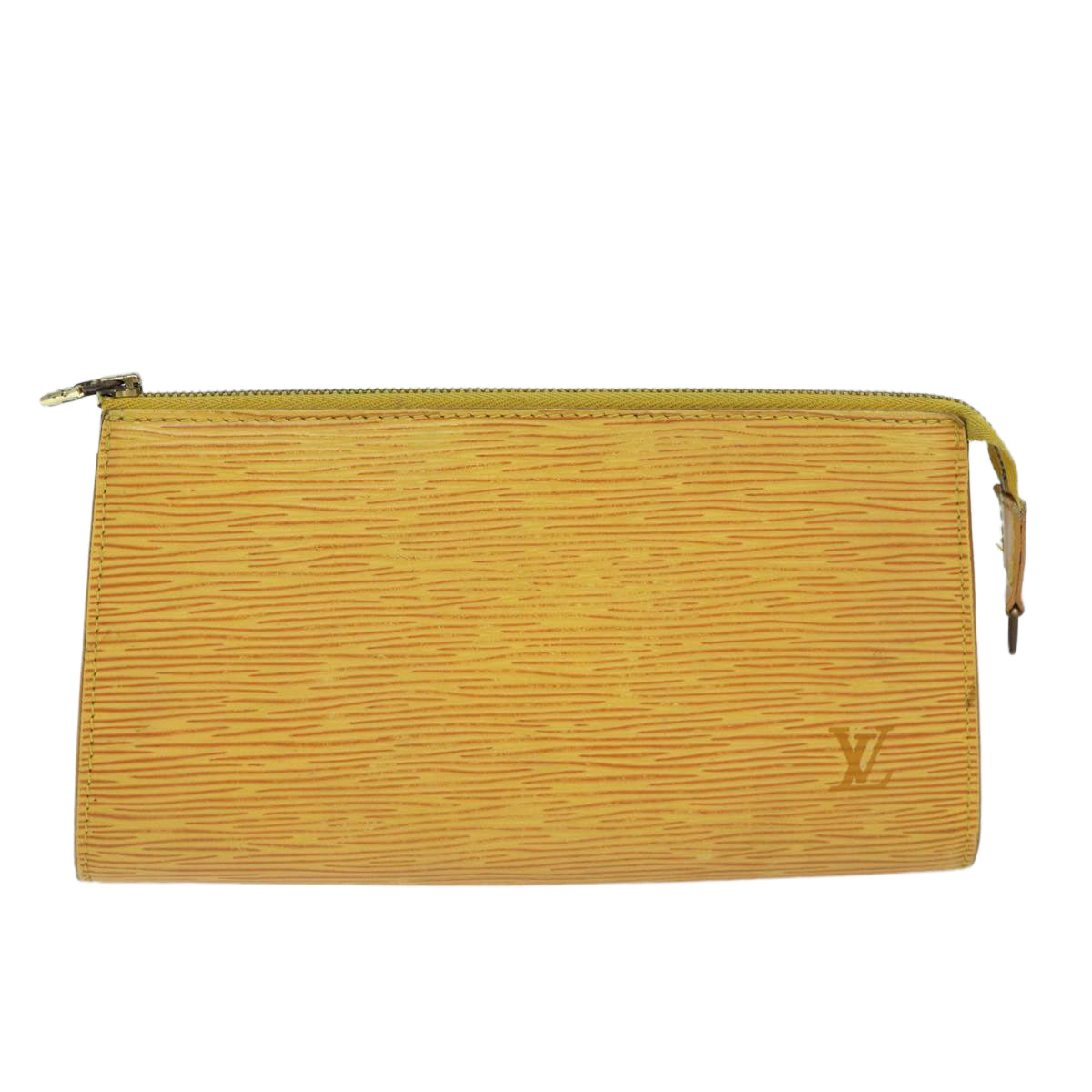 Louis Vuitton Pochette Accessoire Yellow Leather Clutch Bag