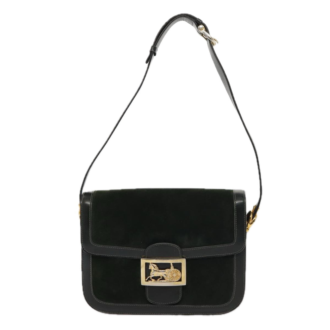 Céline Carriage Black Leather Shoulder Bag