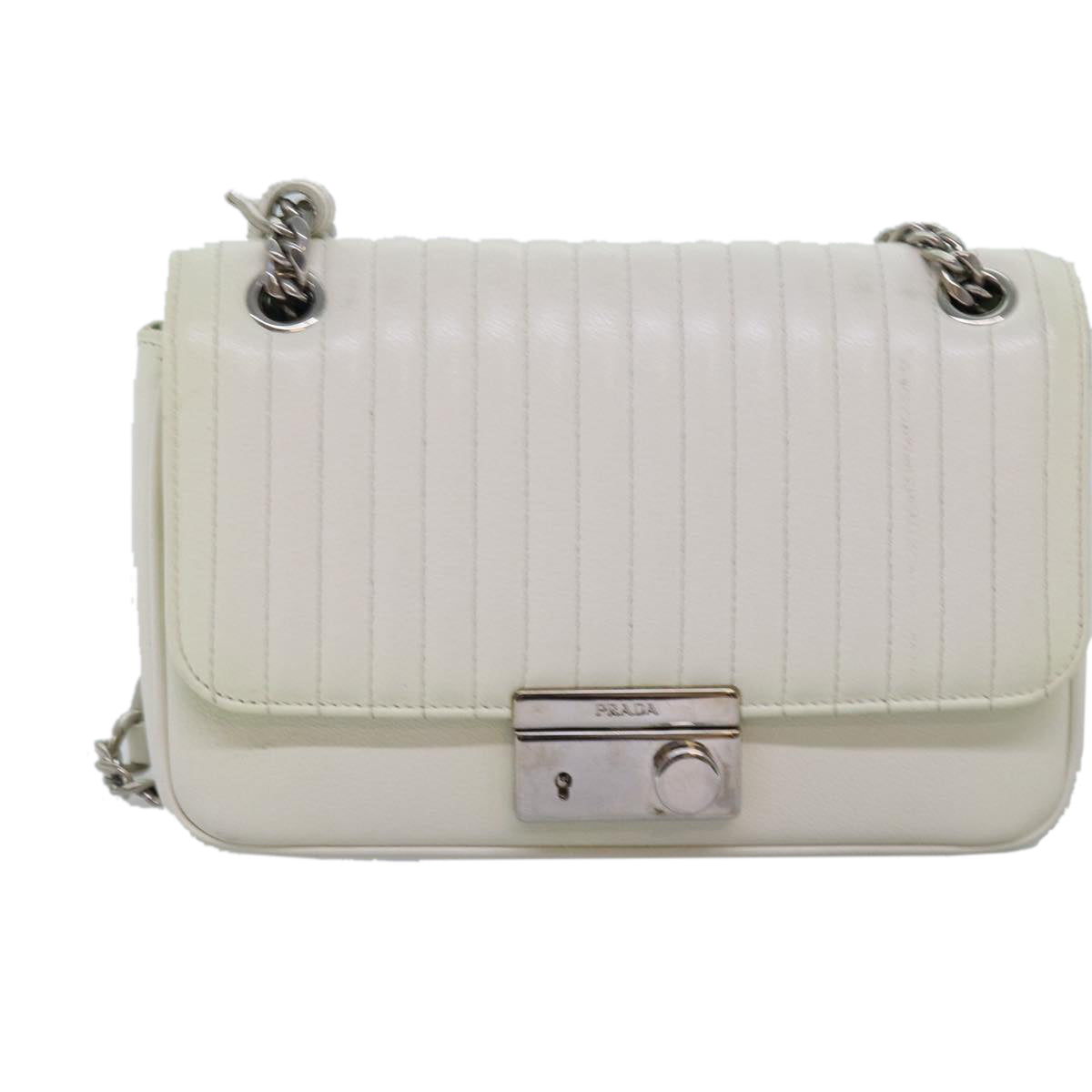 Prada Diagramme Beige Leather Shoulder Bag