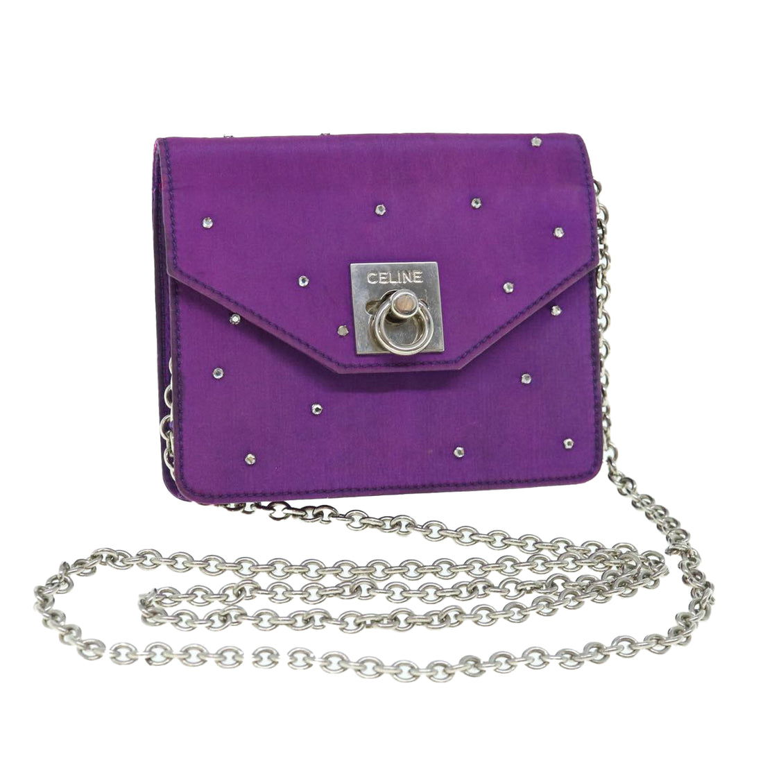 Céline Purple Silk Clutch Bag