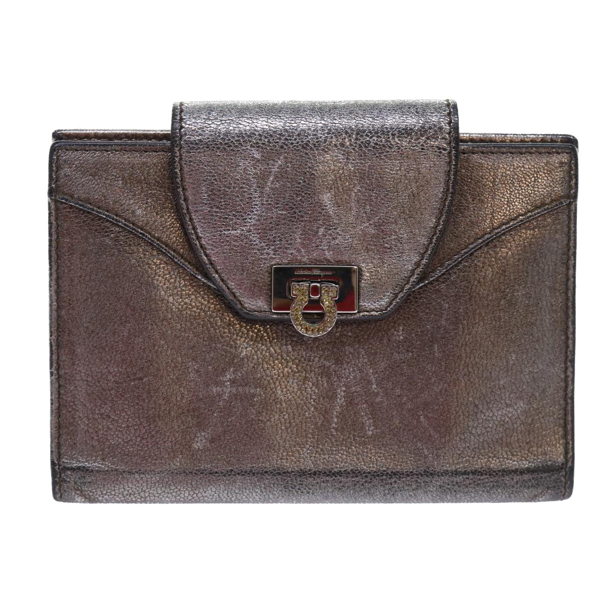 Salvatore Ferragamo Gancini Silver Leather Wallet 