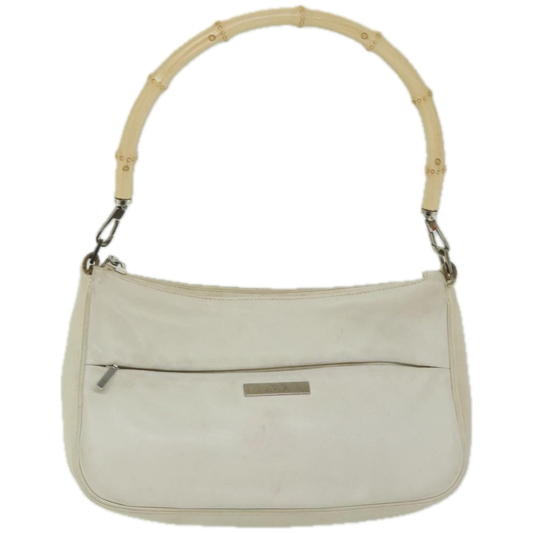 Gucci Bamboo White Leather Handbag 