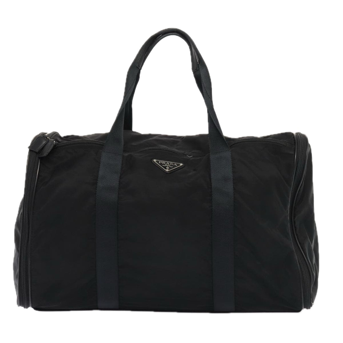 Prada Boston Black Canvas Travel Bag