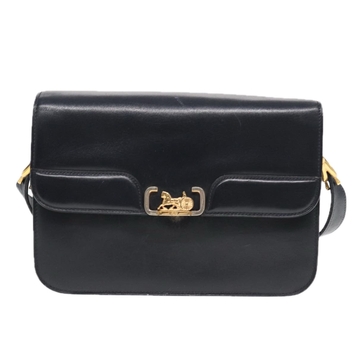 Céline Navy Leather Shoulder Bag