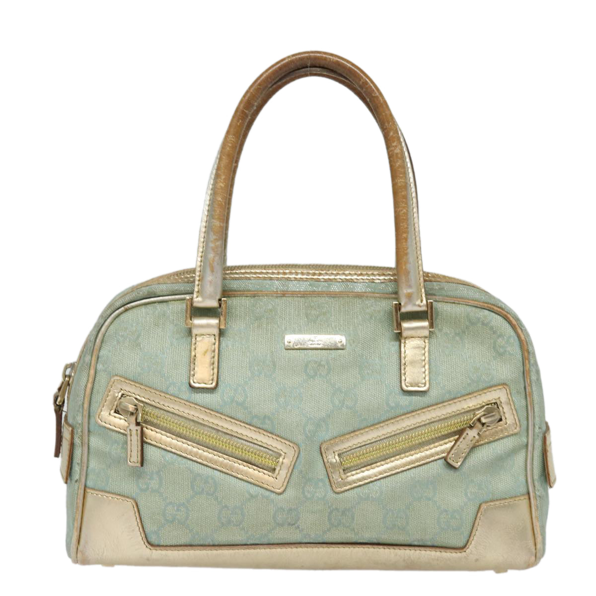 Gucci Bowling Blue Canvas Handbag 